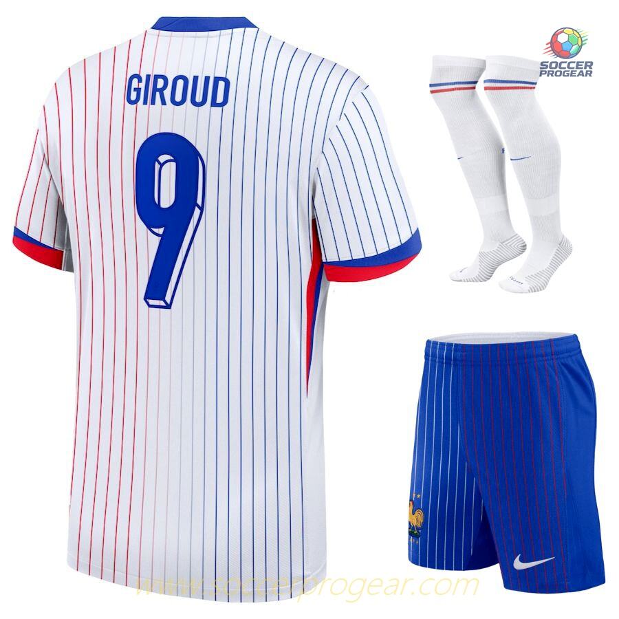 France Team Children Jersey Set Soccer Shirt White 2024-25 Edition Giroud