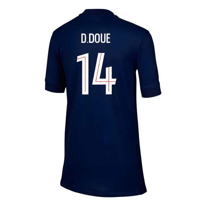2025-2026 PSG Paris Saint Germain Home Shirt (Kids) (D.Doue 14)