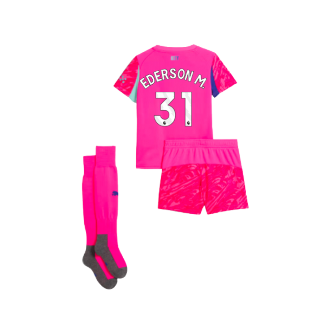 2025-2026 Man City Home Goalkeeper Mini Kit (Pink) (Ederson M. 31)