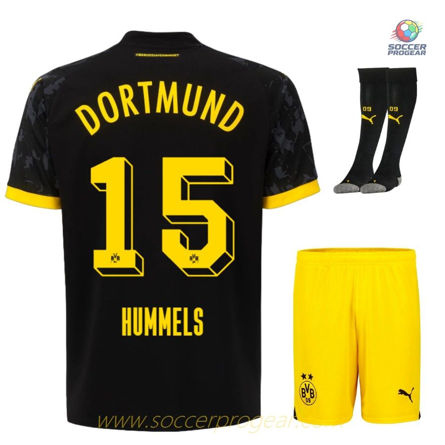 BVB Dortmund 2023 2024 Away Hummels Youth Soccer Uniform Football Shirt