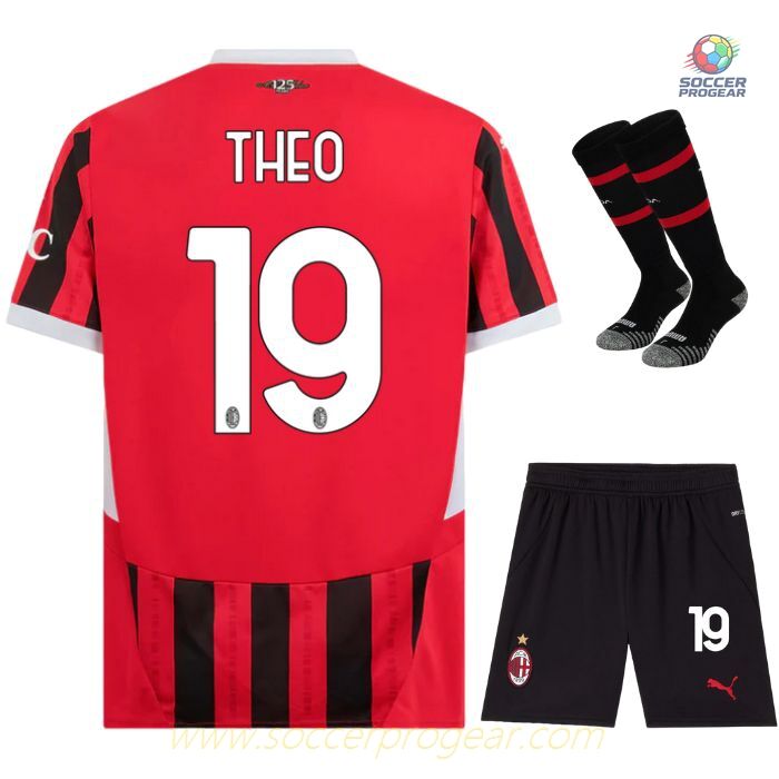 AC Milan Youthren's Home Football Team Shirt Team Jersey 2024/25 Collection Theo Black