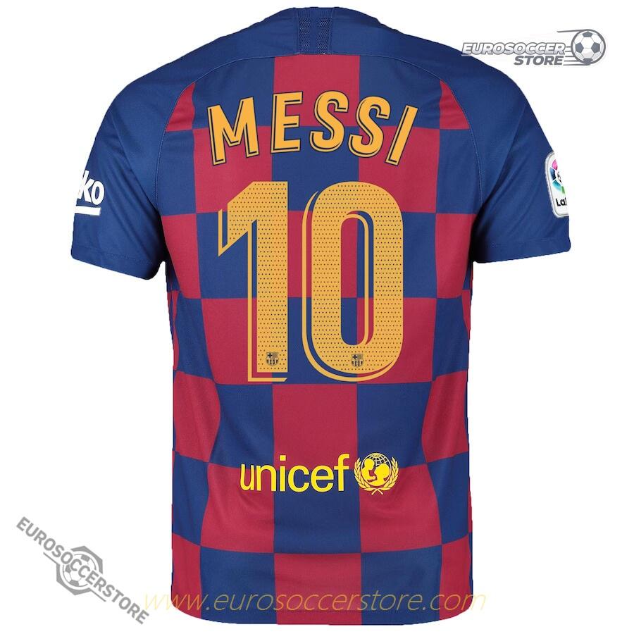 Barcelona's 19-20 Home Jersey featuring MESSI with the number 10