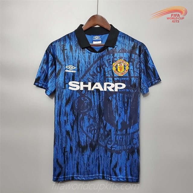 Manchester United 92-93 Away Blue Football Kit