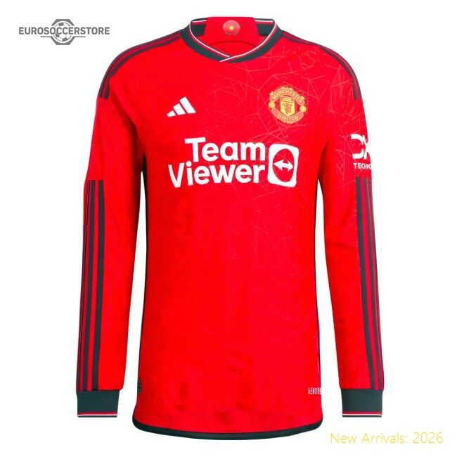 Authentic 2023-2024 Man Utd Long Sleeve Home Shirt - Premium Quality