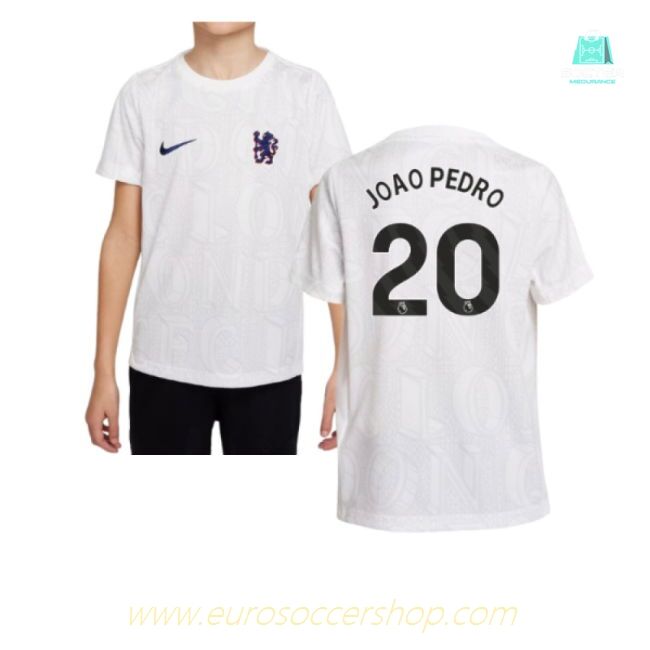 2025-2026 Chelsea Pre-Match Shirt (White) - Kids (Joao Pedro 20)