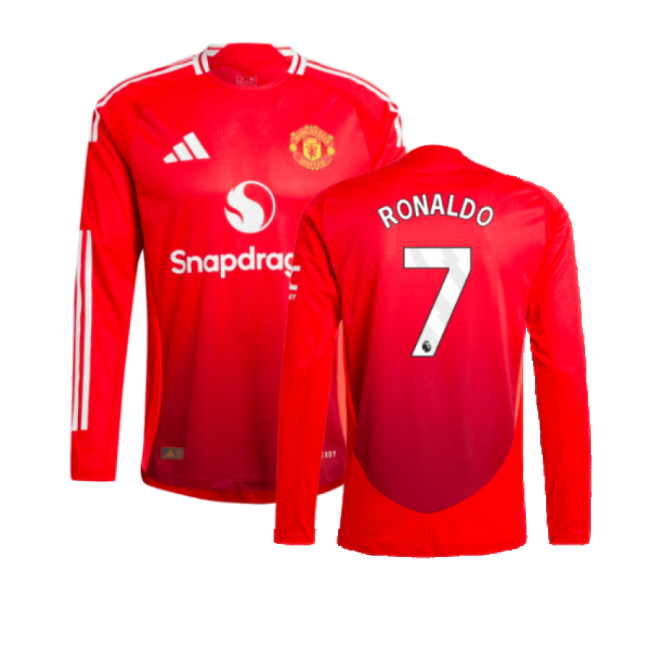 Man Utd Authorized 2024-2025 Man Utd Authentic Long Sleeve Home Shi...