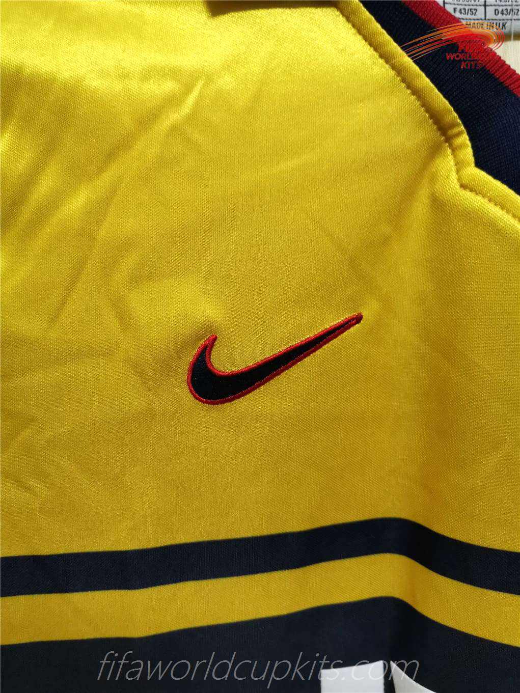 Arsenal season 97-98 Away Canary Soccer Jersey