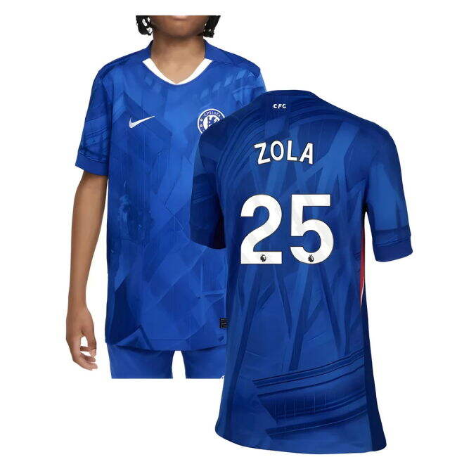 Chelsea Official Home Football Shirt 2025-20 Season Zola 25 L M S Kids