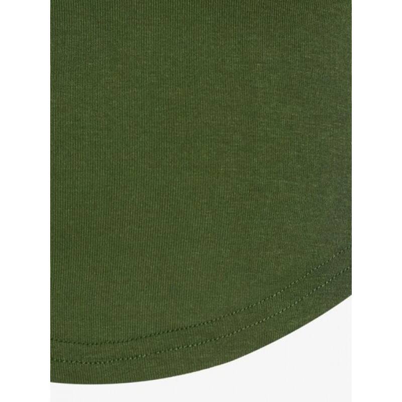 U Neck Curved Hem Crop T Shirt LD0289