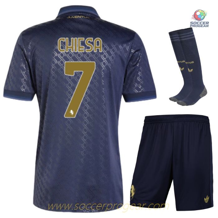 Juventus Third Children's Editionren's Jersey Set Soccer Football Shirt 2024-25 Edition Chiesa