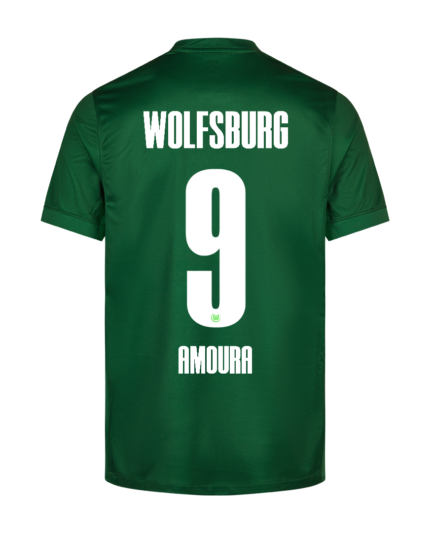 Wolfsburg's 25-26 Home Jersey featuring AMOURA 9