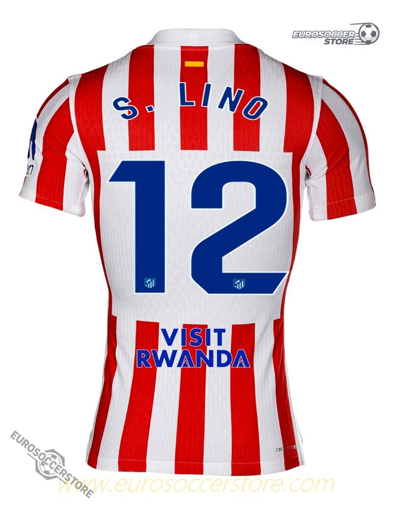 Atletico Madrid Home Jersey 25-26 Featuring S. LINO #12
