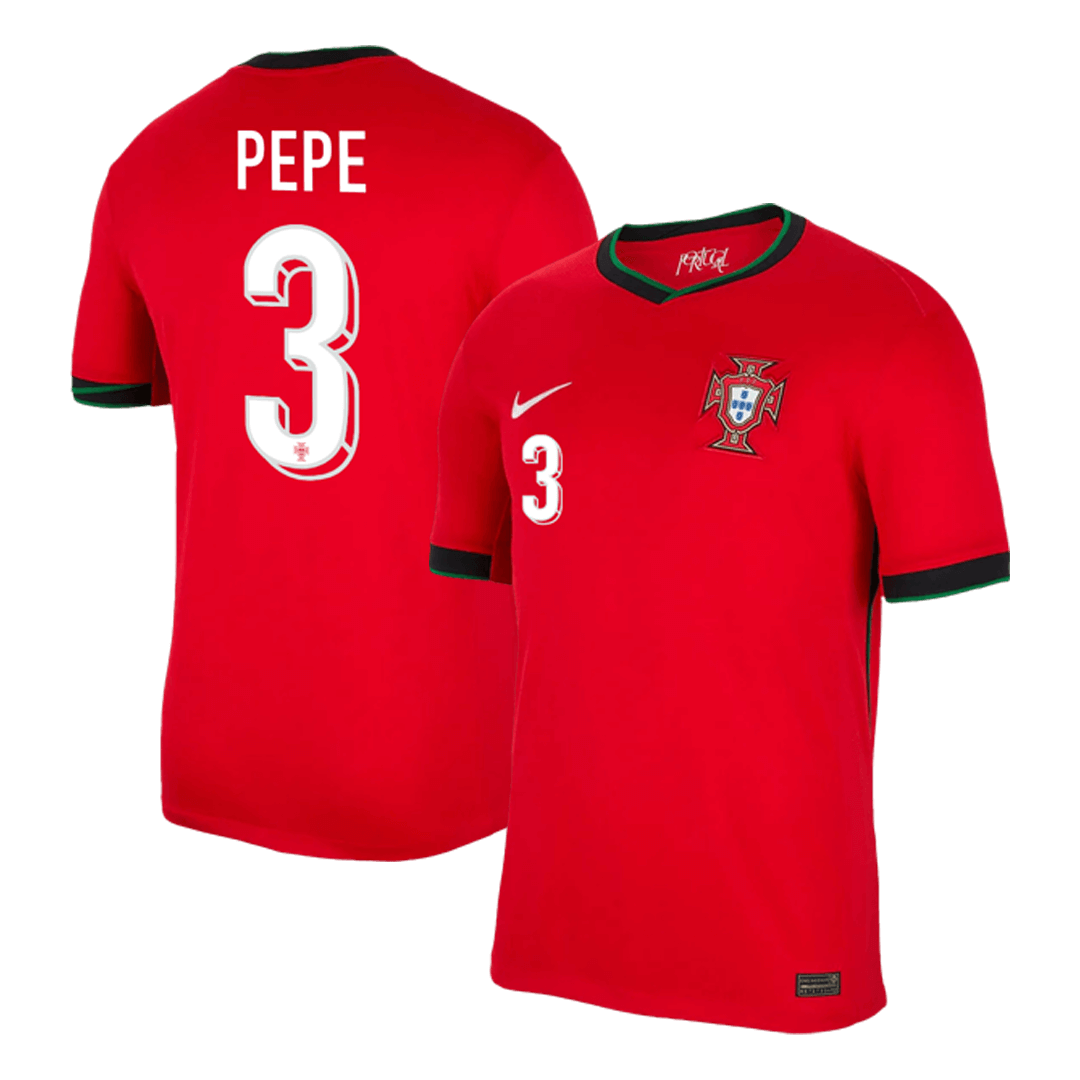 PEPE #3 Portugal Home  Soccer Jersey Euro 2024 Authentic Kit
