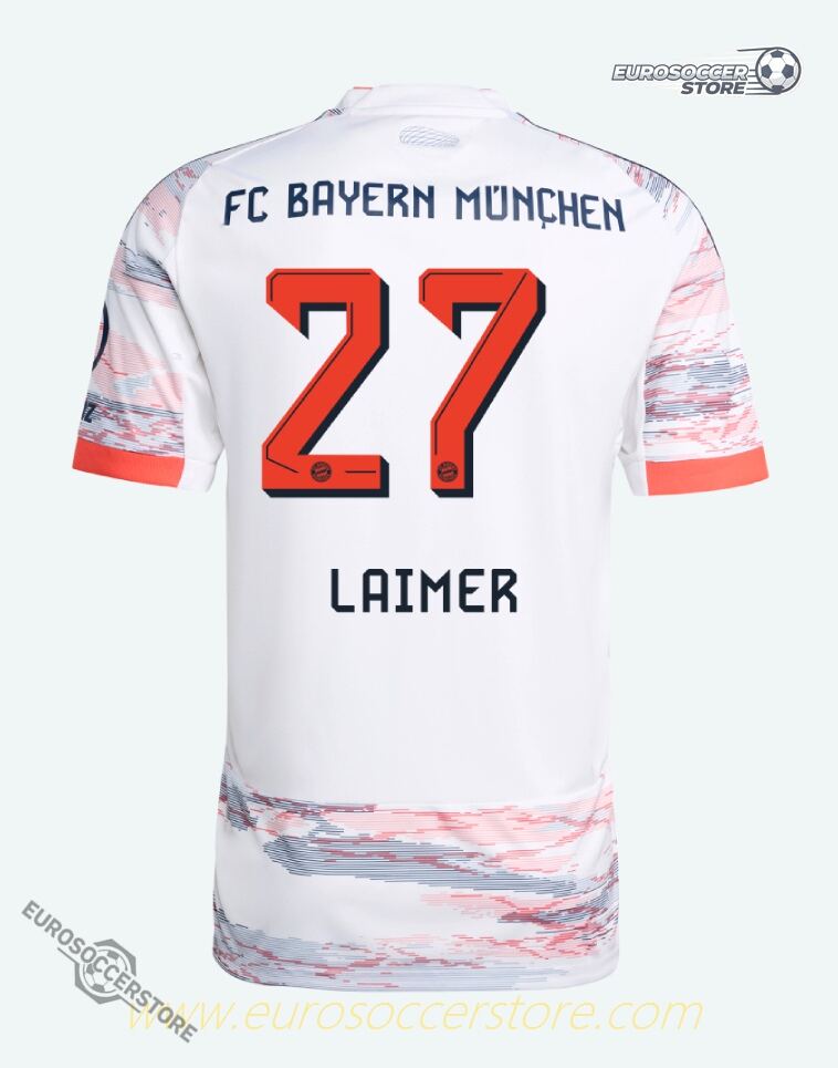 Away Jersey of Laimer (No. 27) for Bayern Munich in the 25-26 Season