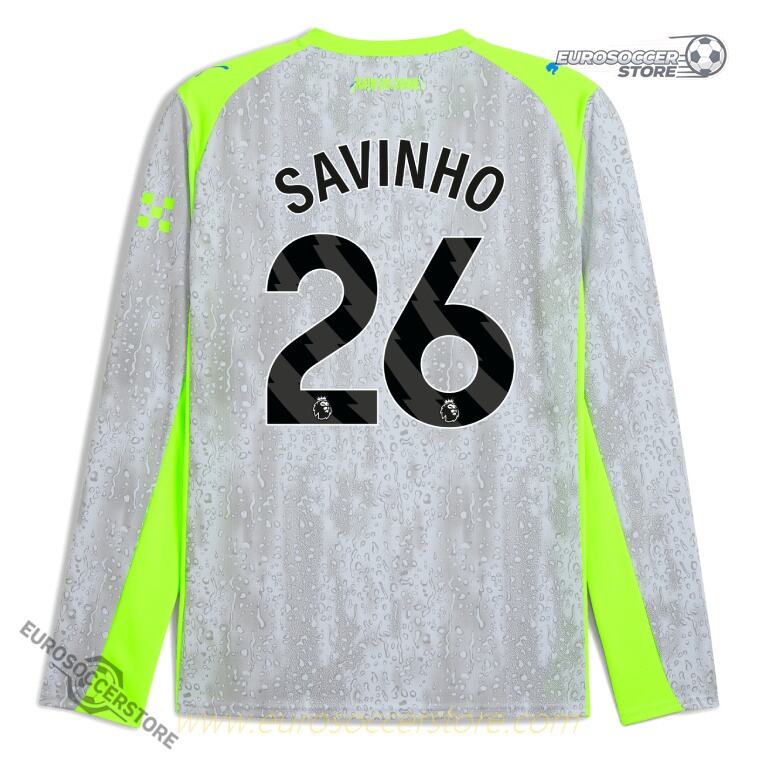 Manchester City's 25-26 Third Long Sleeve Jersey, featuring SAVINHO with the number 26.