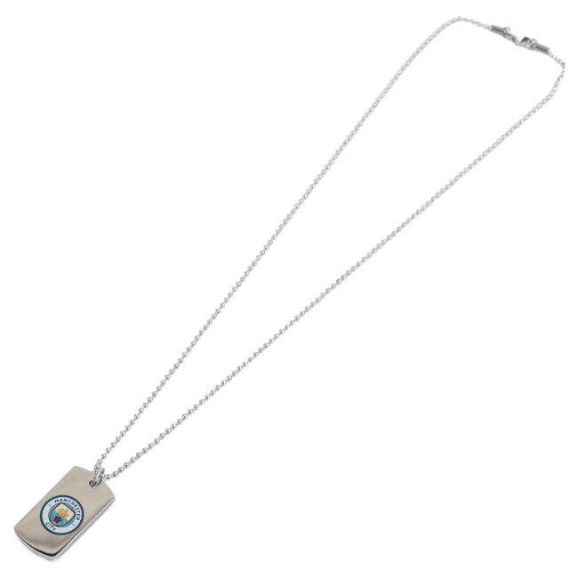 Manchester City FC Colour Crest Dog Tag & Chain - fan gear
