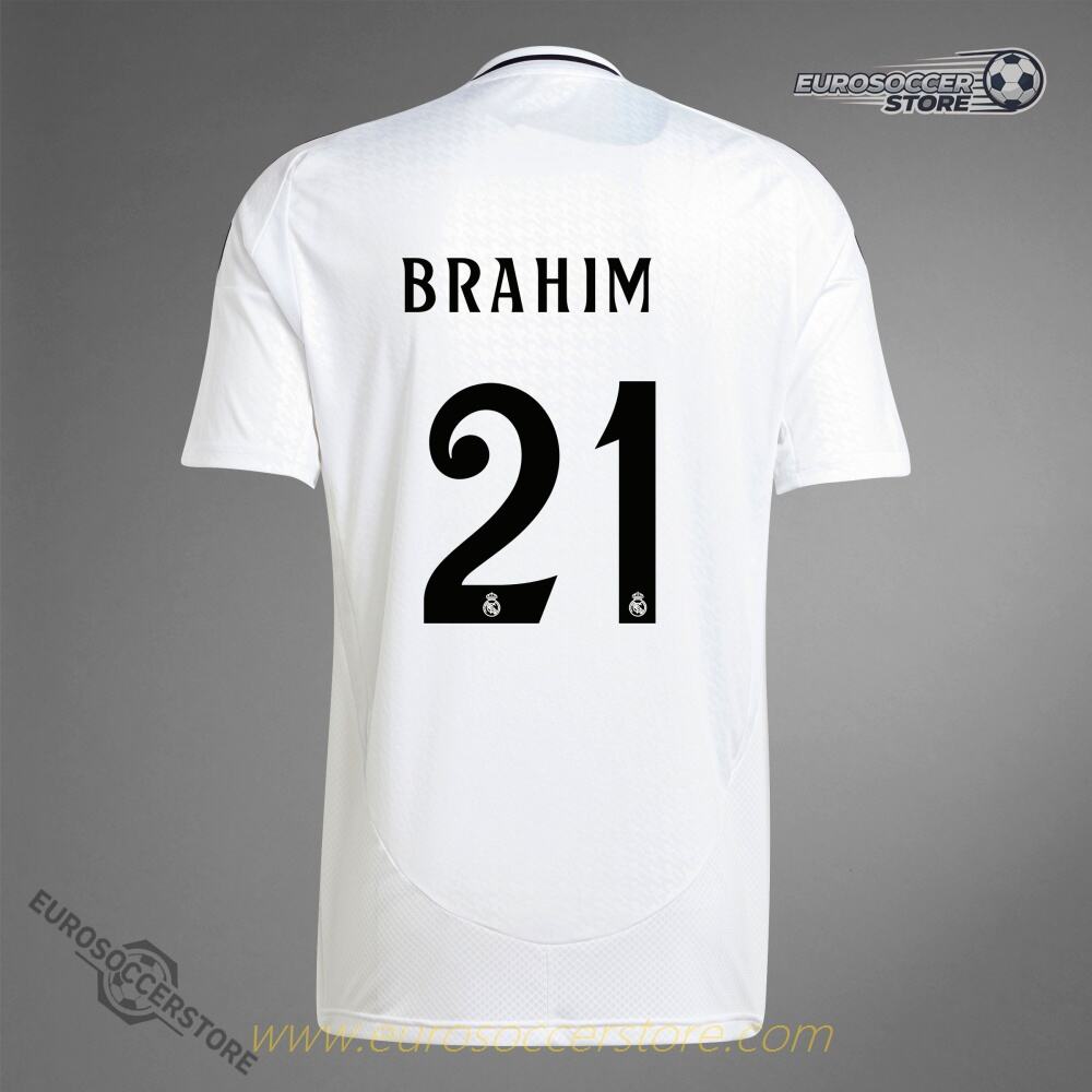 Real Madrid's 24-25 Home Jersey featuring BRAHIM 21