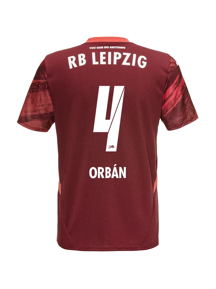 RB Leipzig's 24-25 Away Jersey featuring ORBÁN with the number 4.