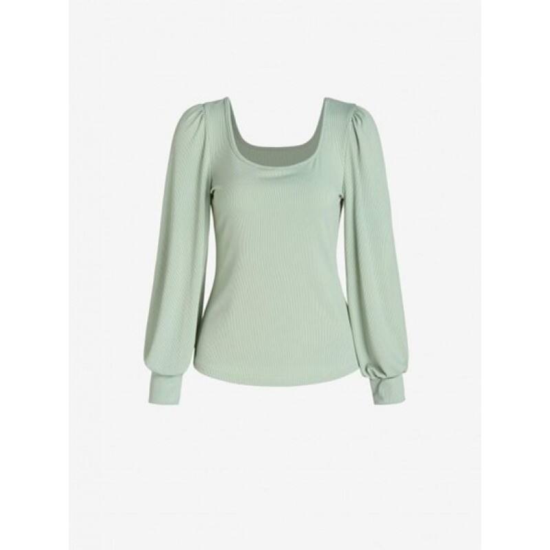 Lantern Sleeve U Neck T Shirt DO6569