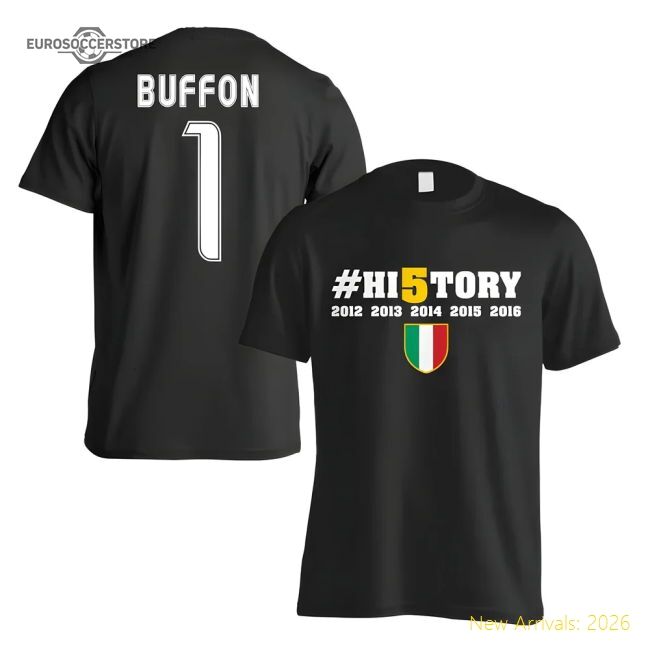 Top-grade Juve History Winners Casual Tee (buffon 1) Black - Kids