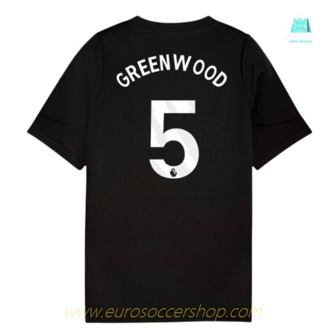 2025-2026 Man City Training Jersey (Black) - Kids (Greenwood 5)