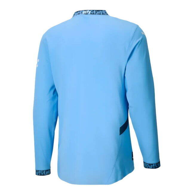 2024-2025 Man City Authentic Long Sleeve Home Shirt (Your Name)