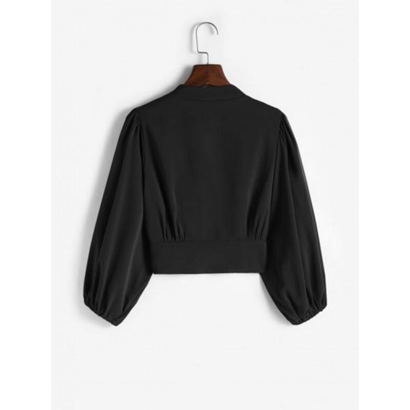 Lantern Sleeve Button Up Crop Corset Blouse RC2736