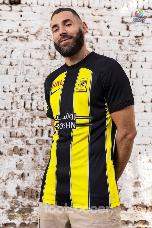 Al Ittihad Benzema Home Soccer Team Jersey 2023 2024 Youth
