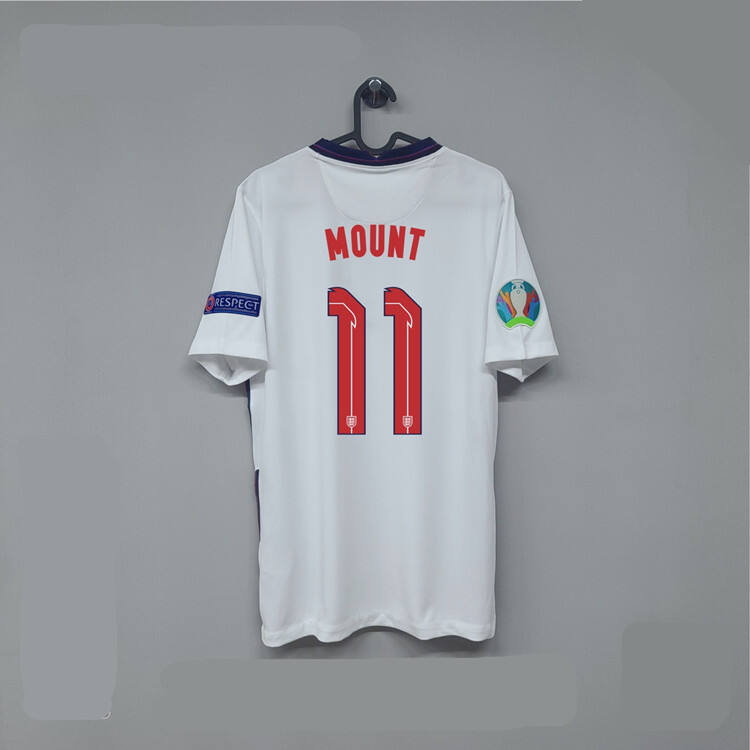 Euro 2020 England Home Kit 11 MOUNT Soccer Shirt White Football Shirt