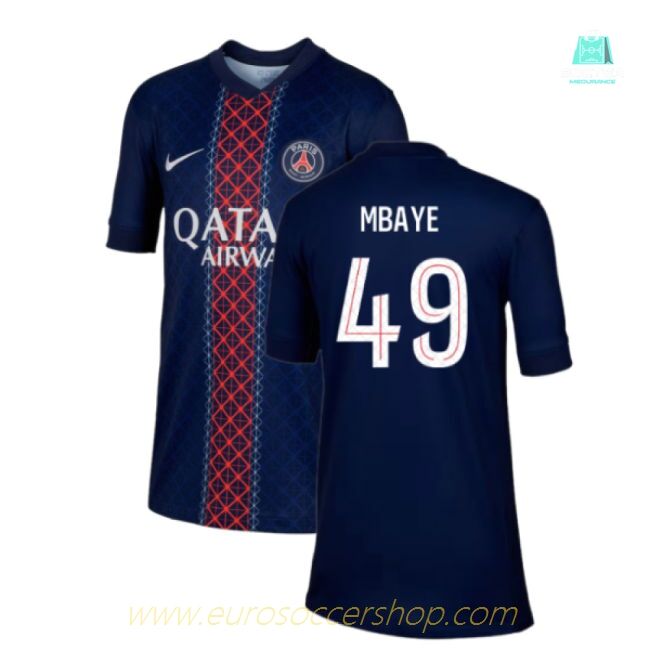 2025-2026 PSG Paris Saint Germain Home Shirt (Kids) (Mbaye 49)