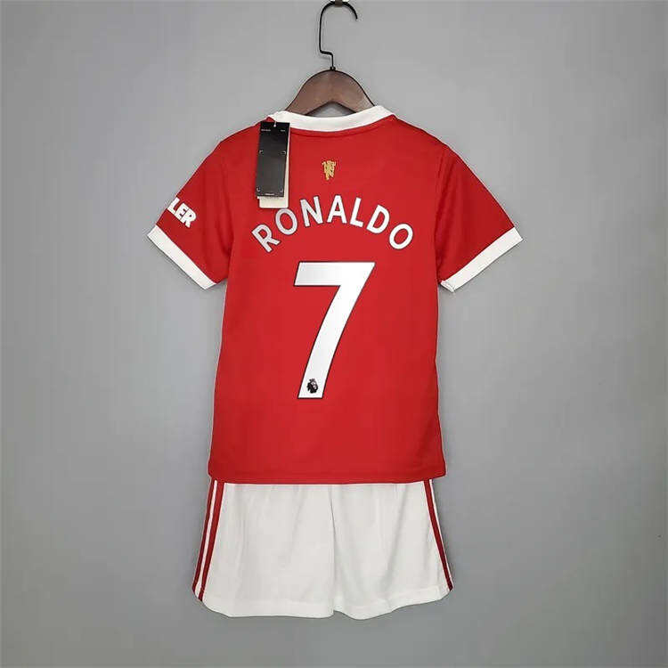 Kids Manchester United 21-22 Ronaldo 7 Home Red Soccer Jersey