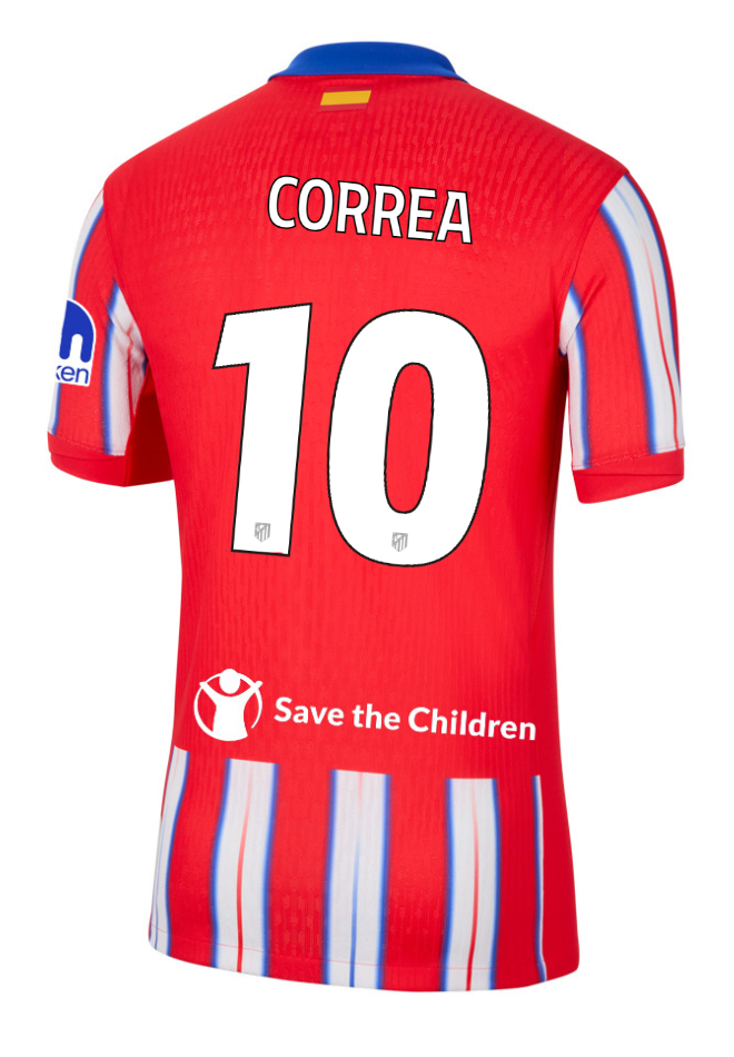 Atletico Madrid 24-25 Champions League Home Jersey, featuring CORREA with the number 10