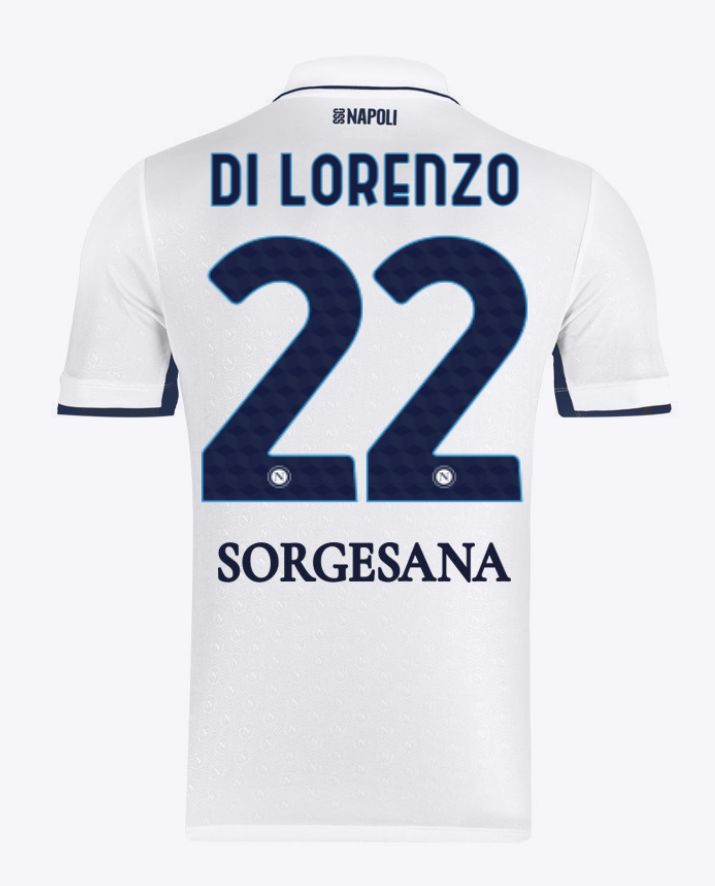 Napoli's 24-25 Season Away Jersey Featuring Di Lorenzo, Number 22