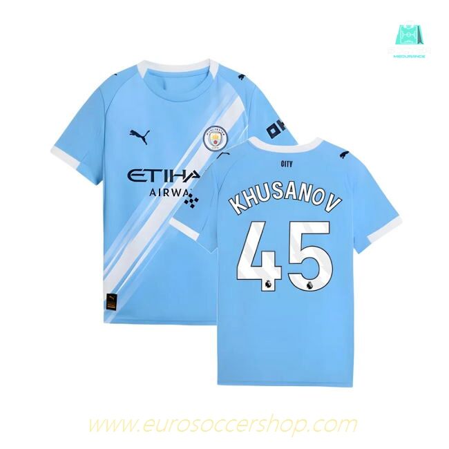 2025-2026 Man City Home Shirt (Kids) (Khusanov 45)