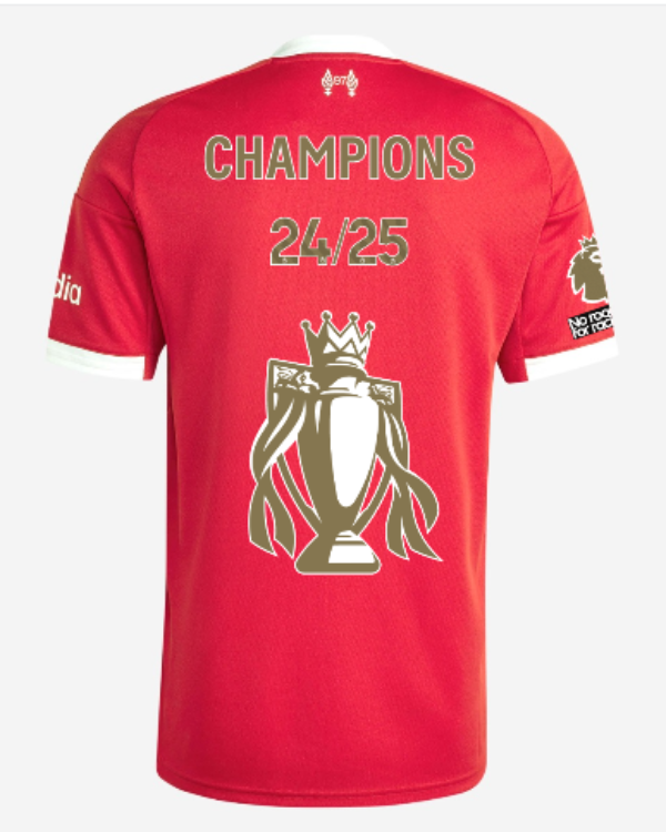 Liverpool Home Soccer Jersey 2025/26 - CHAMPIONS 24/25 & Gold Trophy &