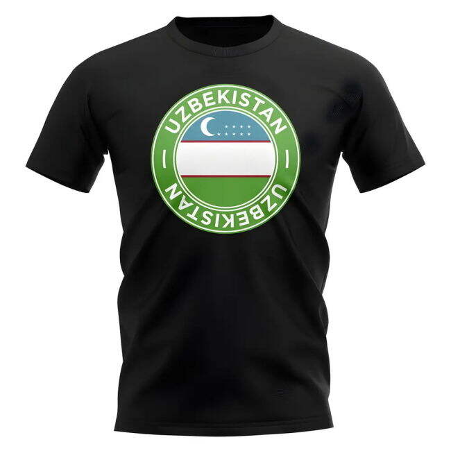 Uzbekistan Football Badge T-Shirt (Black)