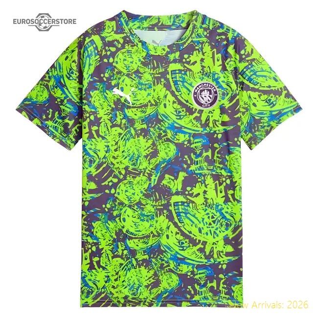 Premium 2025-2026 Man City Warm Up Jersey (pro Green) - Kids