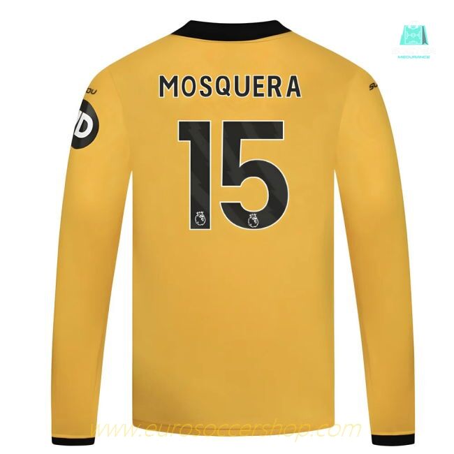 2025-2026 Wolves Long Sleeve Home Shirt - Kids (Mosquera 15)