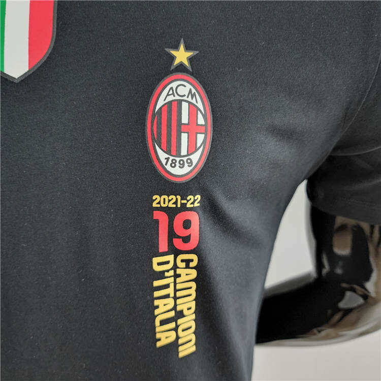 21-22 AC Milan Champion Black T-Shirt - Official Replica 6701