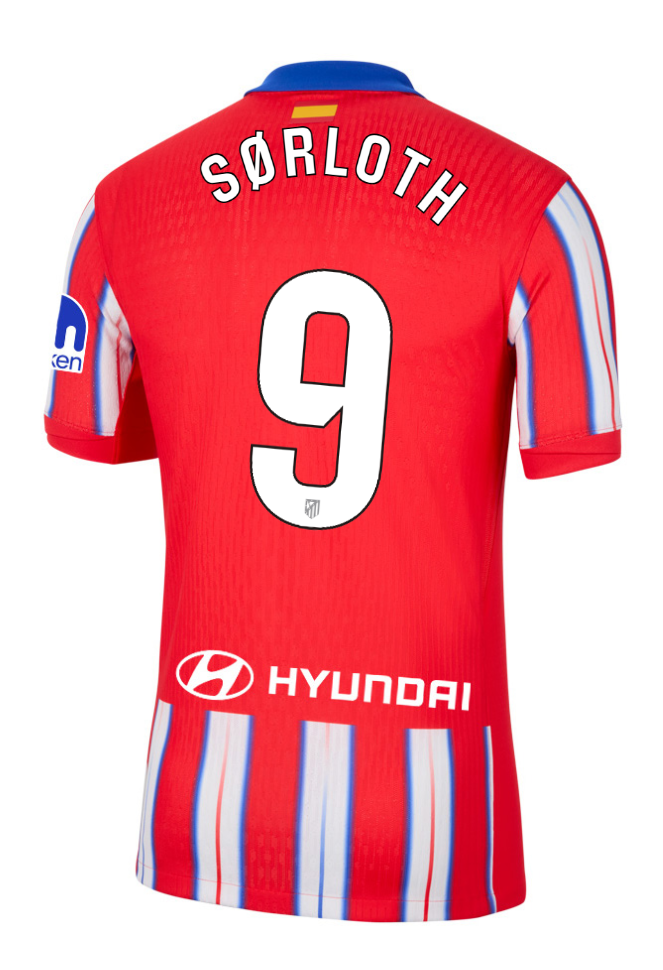 Home Jersey of Atletico Madrid for Laliga 24-25 Season with SØRLOTH 9