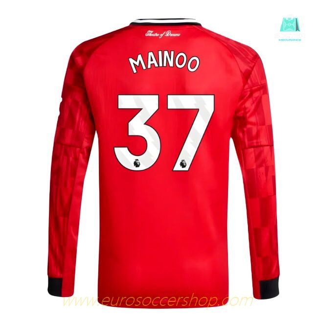2025-2026 Man Utd Long Sleeve Home Shirt (Kids) (Mainoo 37)