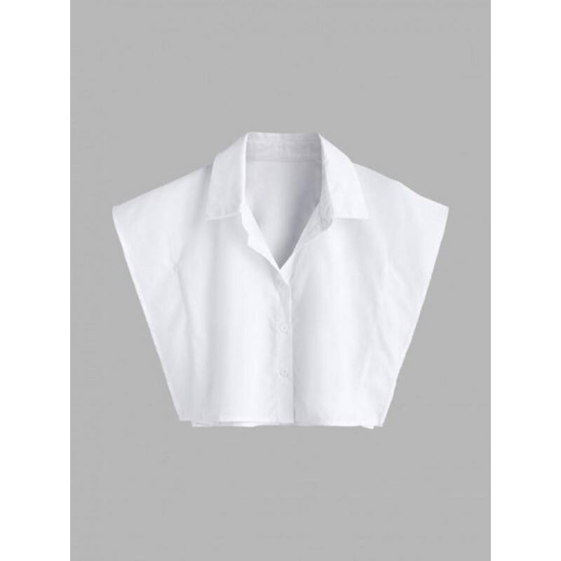 Solid Color Button Cropped Blouse TL5626