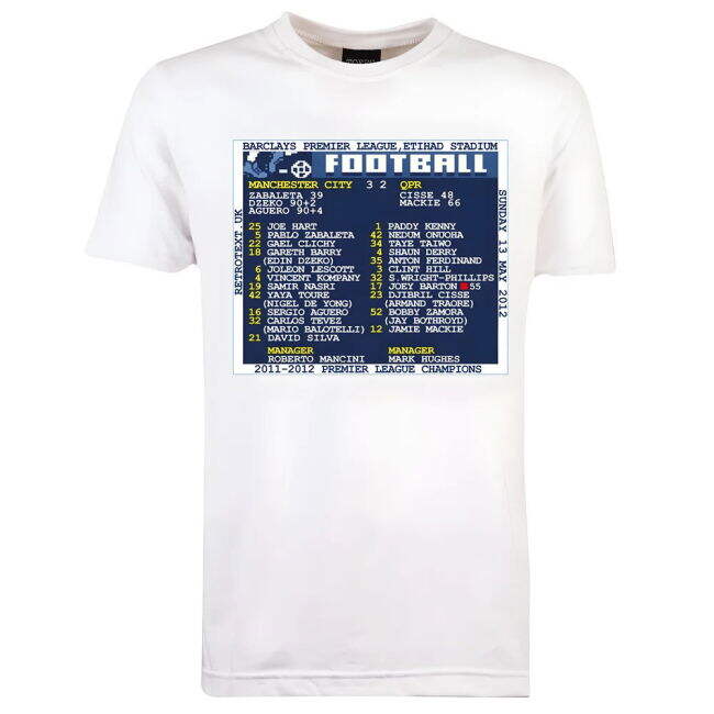 Man City Original 2012 Man City v QPR (Manchester City) Retrotext t...