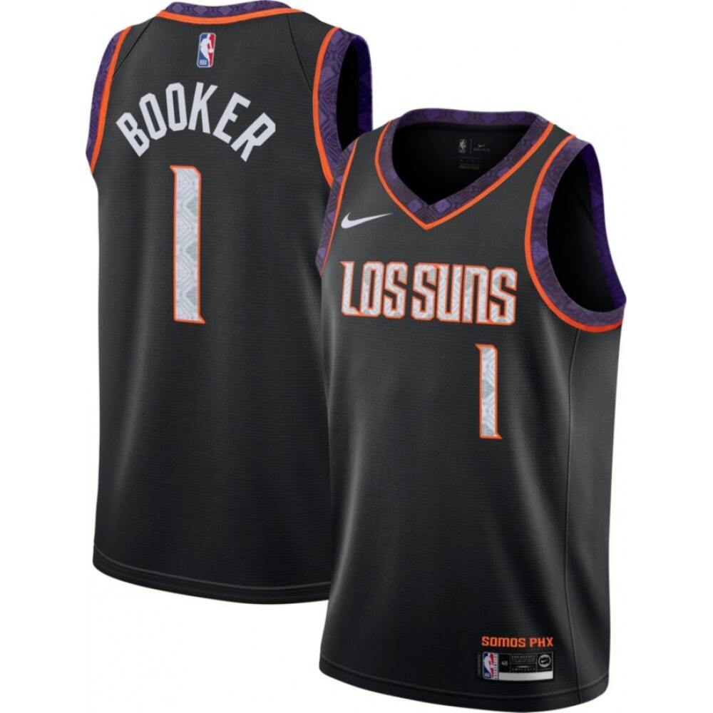 Men's Phoenix Suns #1 Devin Booker Black City Edition Stitched NBA Jersey