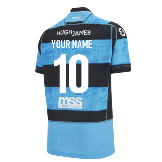 Euro Retro Style 2025-2026 Cardiff Blues Home Poly Rugby Shirt (Kid...