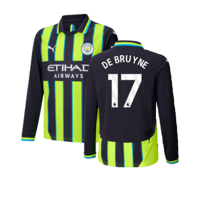 Man City Away Soccer Shirt 2024-20 De Bruyne 17 L M S Kids