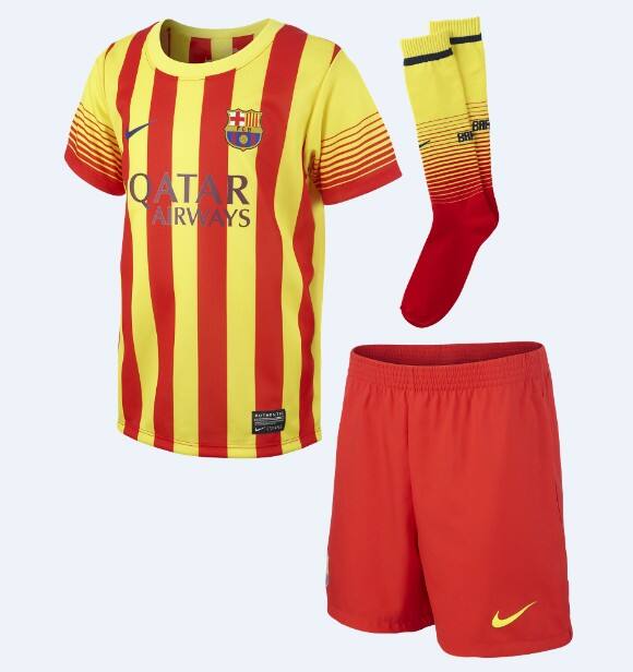13-14 Barcelona Away Jersey Whole KitShirtShortSocks - Official