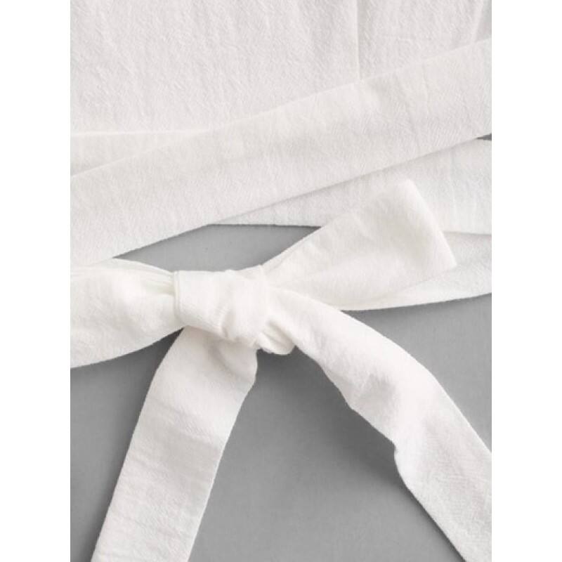 Surplice Plunging Wrap Waist Blouse OO1885