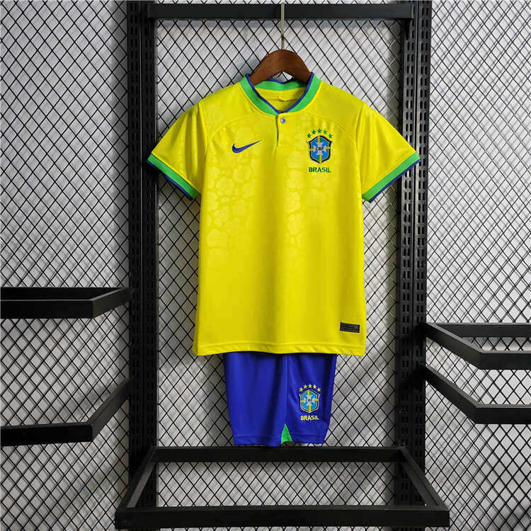 Kids Brazil World Cup 2022 Home Soccer Kit ShirtShorts - World Cup