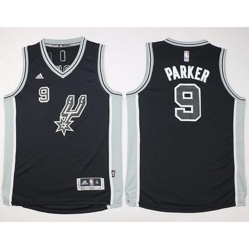 Spurs #9 Tony Parker Black New Road Youth Stitched NBA Jersey